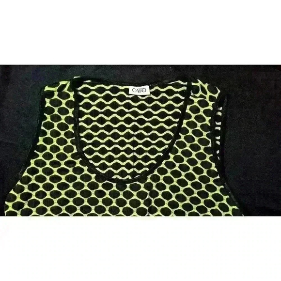 CATO Woman GREEN/BLACK Tank Top TEXTURED Shirt Lightweight STRETCH Shell size Lg - Picture 4 of 4
